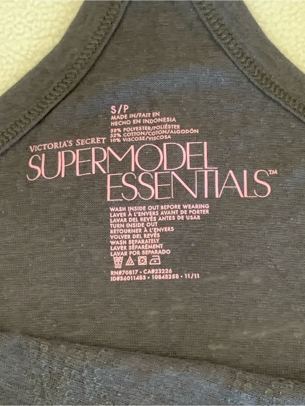 Victoria's Secret Supermodel Essentials Rhinestone Tank Top Charcoal NWT - Picture 2 of 8